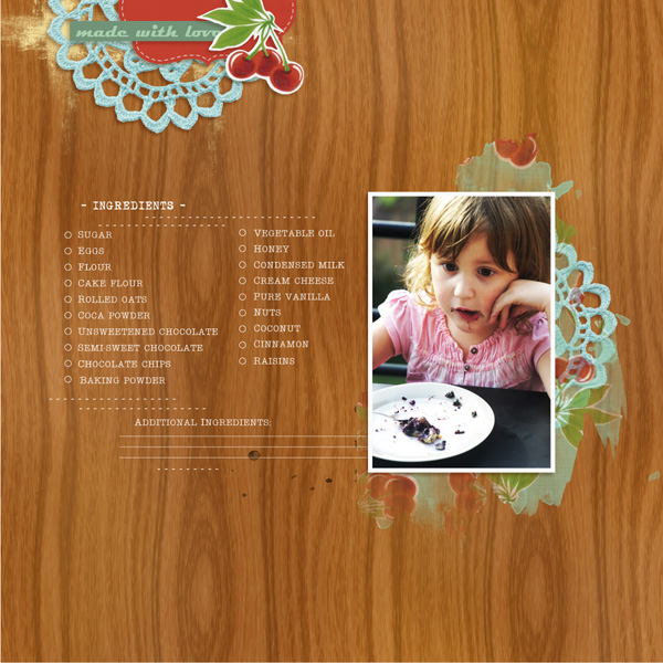 Family Favorite Recipes digital Layout by MlleTerraMoka using Kitschy Kitchen by Jennifer Barrette and Sahlin Studio