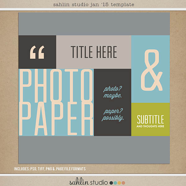 FREE Digital Scrapbooking Template / Sketch – January 2015 by Sahlin Studio