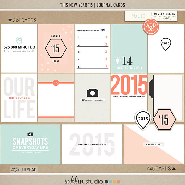 this new year ' 15 (journal cards) by sahlin studio Perfect to use on your cover or in your Project Life album!!