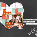 Valentine digital scrapbooking page by FarrahJobling using MPM Hello and Add Ons by Sahlin Studio