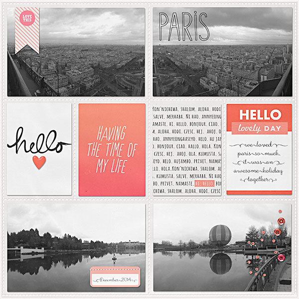 Hello digital pocket scrapbooking page by JuliettePerkins using MPM Hello and Add Ons by Sahlin Studio