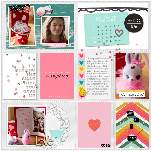 Hello Feb digital pocket scrapbooking page by jennmccabe using MPM Hello and Add Ons by Sahlin Studio
