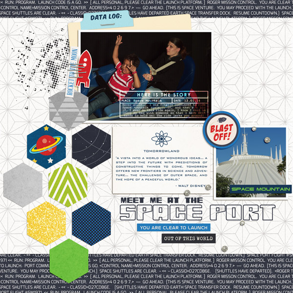 Blast Off digital scarpbooking page by PuSticks featuring Photo Journal No. 1 (Word Arts & Templates) by Sahlin Studio