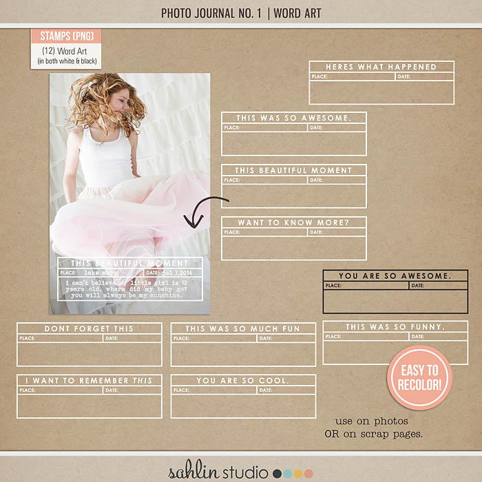 Sahlin Studio, Digital Scrapbooking DesignsPhoto Journal No. 1 Photo  Templates - Sahlin Studio