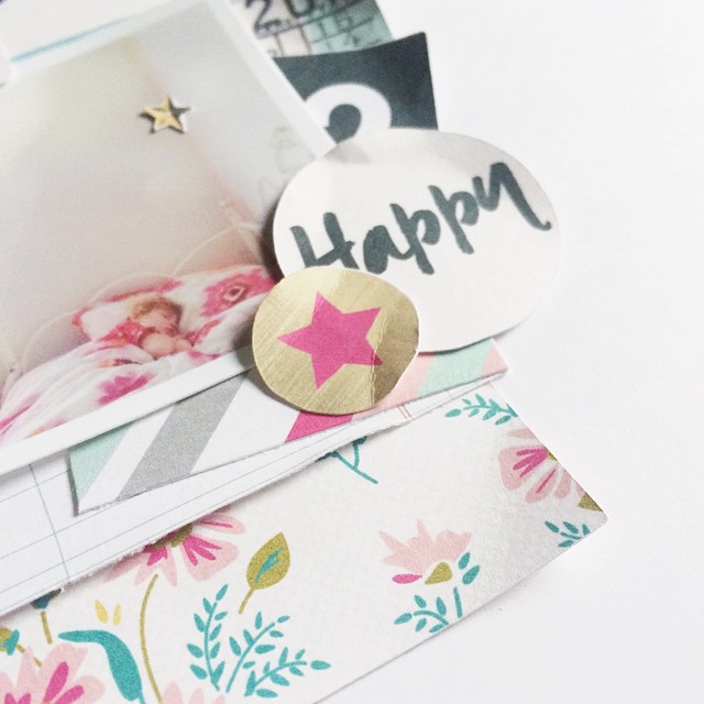 Hello & Happy paper scrapbooking page by 3littleks featuring Shine Bright Kit and Journal Cards by Sahlin Studio