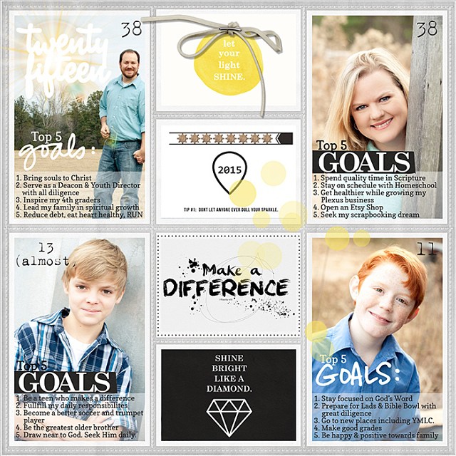 2015 Top 5 Goals digital Project Life by amymallory featuring Shine Bright Kit and Journal Cards by Sahlin Studio