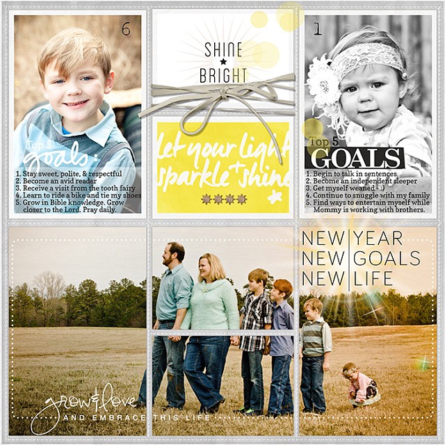 2015 Top 5 Goals digital Project Life by amymallory featuring Shine Bright Kit and Journal Cards by Sahlin Studio