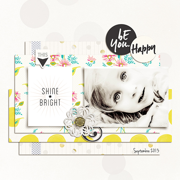 Shine Bright digital scrapbooking page by louso featuring Shine Bright Kit and Journal Cards by Sahlin Studio