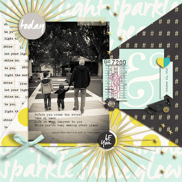 Be You digital scrapbooking layout by mikinenn featuring Shine Bright Kit and Journal Cards by Sahlin Studio