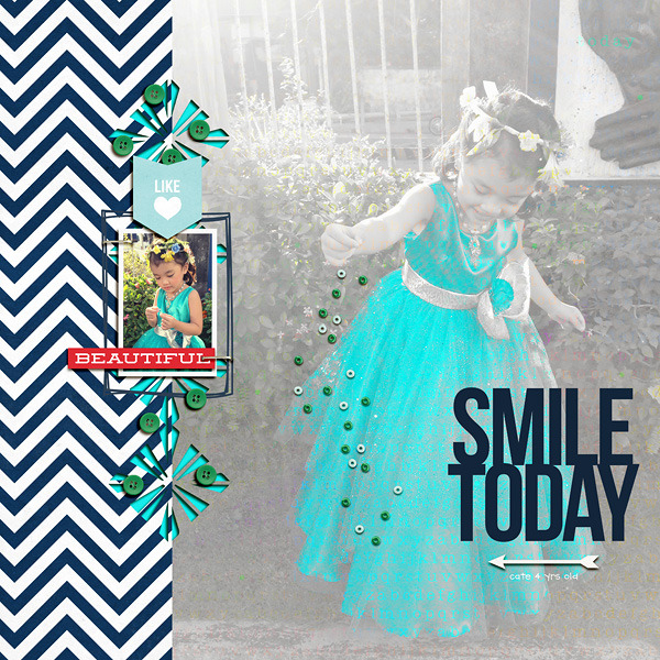 Smile Today digital scrapbooking page by dianeskie using MPM Charmed and Add-Ons by Sahlin Studio