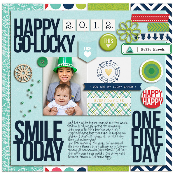 You Are My Lucky Charm digital scrapbooking page by mikinenn using MPM Charmed and Add-Ons by Sahlin Studio