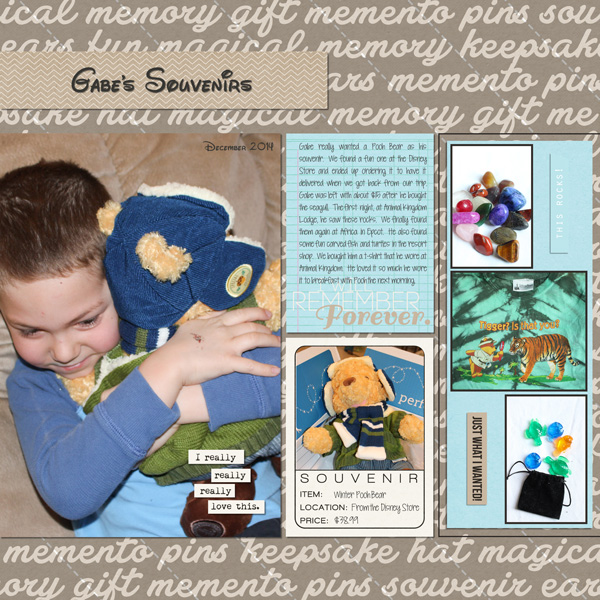 Gabe's Souvenirs digital scrapbooking page by mnjenlittle using Project Mouse (SouvenEARS) by Britt-ish Designs and Sahlin Studio