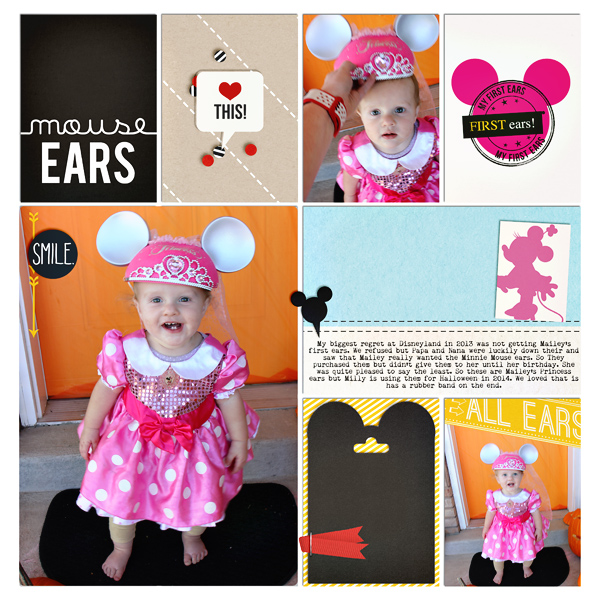 First Disney Mouse ears digital scrapbooking page by Cami using Project Mouse (SouvenEARS) by Britt-ish Designs and Sahlin Studio