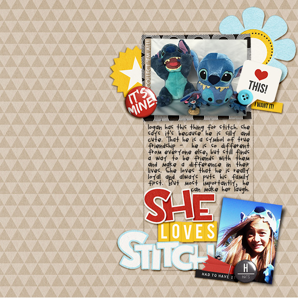 She Love Stitch digital scrapbooking page by natasha using Project Mouse (SouvenEARS) by Britt-ish Designs and Sahlin Studio