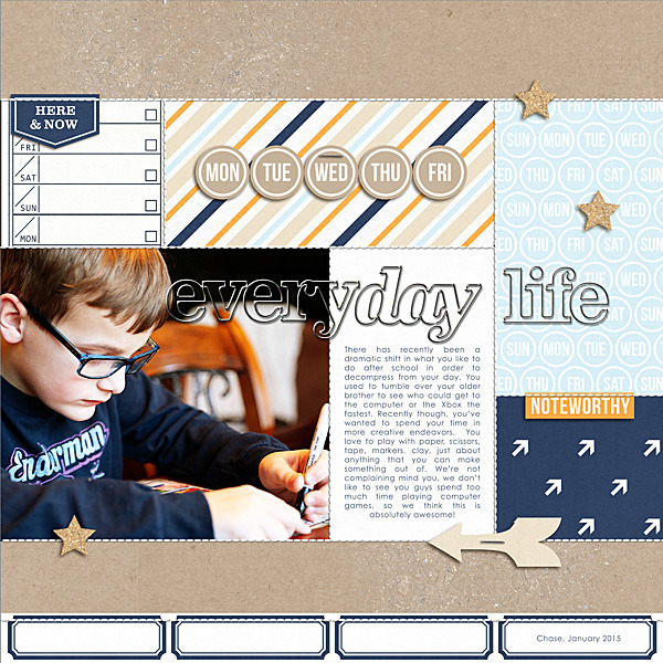 Everyday Life digital scrapbooking page by NancyBeck using The Everyday Routine by Sahlin Studio 