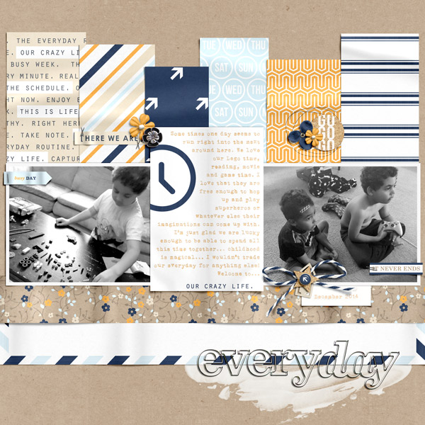 Our Crazy Life digital scrapbooking page by PuSticks using The Everyday Routine by Sahlin Studio 