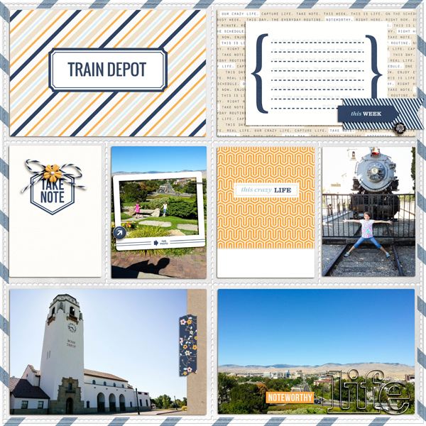 Train Depot digital pocket scrapbooking page by aballen using The Everyday Routine by Sahlin Studio 