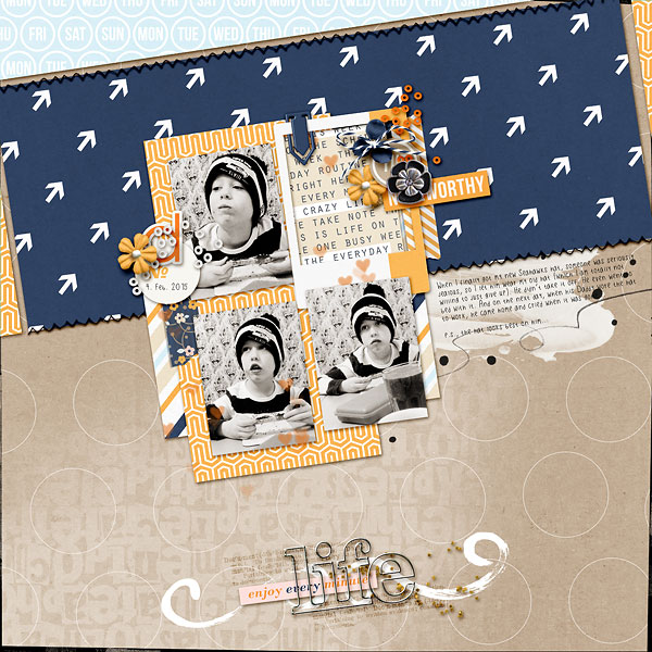 Life digital scrapbooking page by amberr using The Everyday Routine by Sahlin Studio 