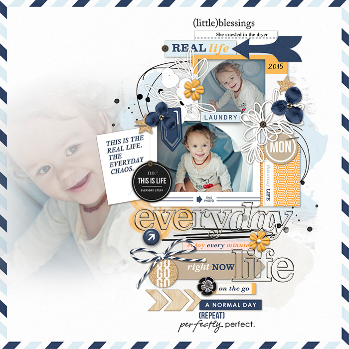 Perfectly perfect digital scrapbooking page by amymallory using The Everyday Routine by Sahlin Studio 