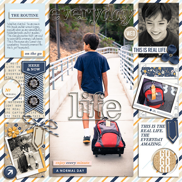 Life digital scrapbooking page by mikinenn using The Everyday Routine by Sahlin Studio 