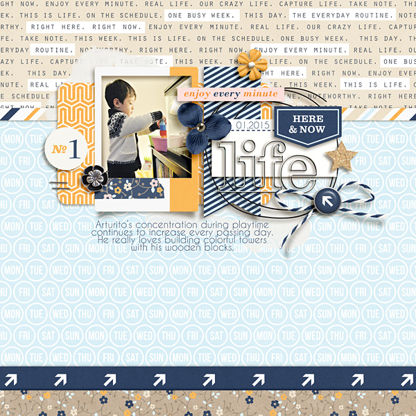 Enjoy every minute digital scrapbooking page by raquels using The Everyday Routine by Sahlin Studio 