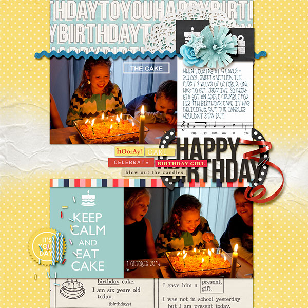 Happy Birthday digital scrapbooking page by amberr using Birthday Cake by Sahlin Studio 