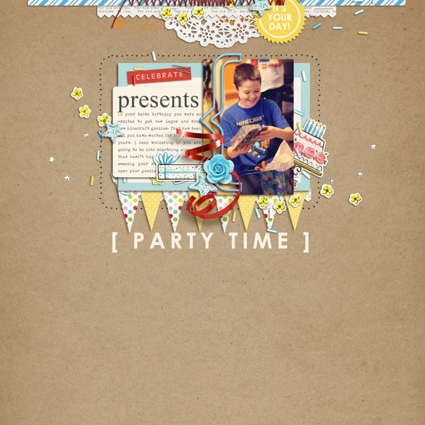 Party Time digital scrapbooking page by crystalbella77 using Birthday Cake by Sahlin Studio 