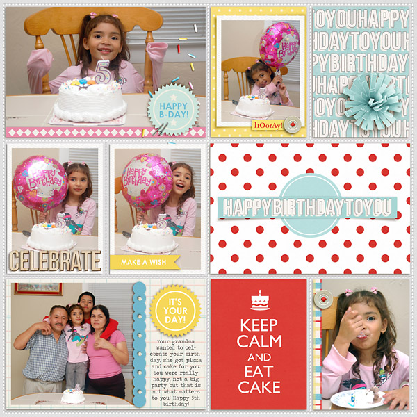 Happy Birthday digital pocket scrapbooking double page by mrivas2181 using Birthday Cake by Sahlin Studio 