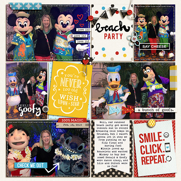 Beach Party Disney digital Project Life pocket scrapbooking page by JulieL using Project Mouse Basics (No.2) by Britt-ish Designs & Sahlin Studio