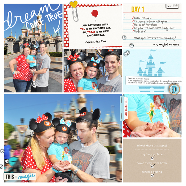 Disney Day 1 digital Project Life pocket scrapbooking page by britt using Project Mouse Basics (No.2) by Britt-ish Designs & Sahlin Studio