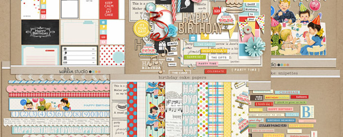 birthday cake (bundle) by sahlin studio Perfect for digital scrapbooking or Project Life albums!