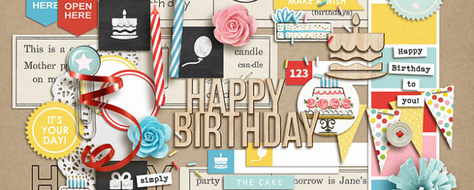 birthday cake (elements) by sahlin studio Perfect for digital scrapbooking or Project Life albums!