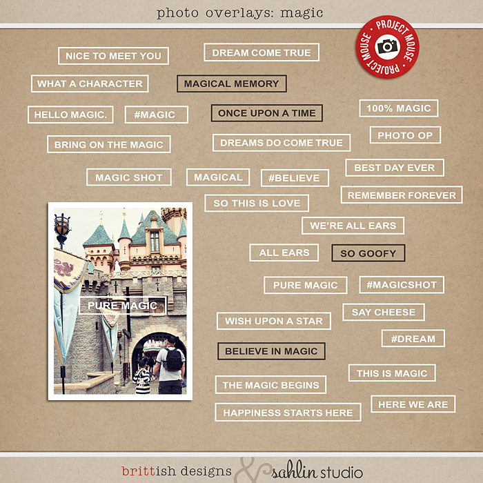 Photo Overlays: Magic by Sahlin Studio & Britt-ish Designs | Project Mouse Perfect for Disney Photo Overlays in your Project Life album!