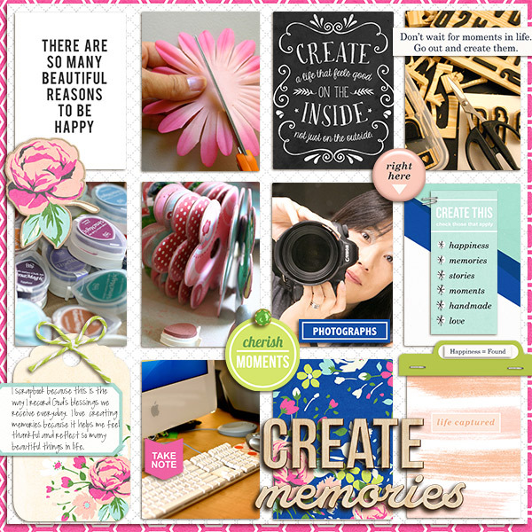 Beautiful digital Project Life page by mikinenn - using CREATE (Kit Sampler) by Sahlin Studio - AddOn to Memory Pocket Monthly MPM Subscription