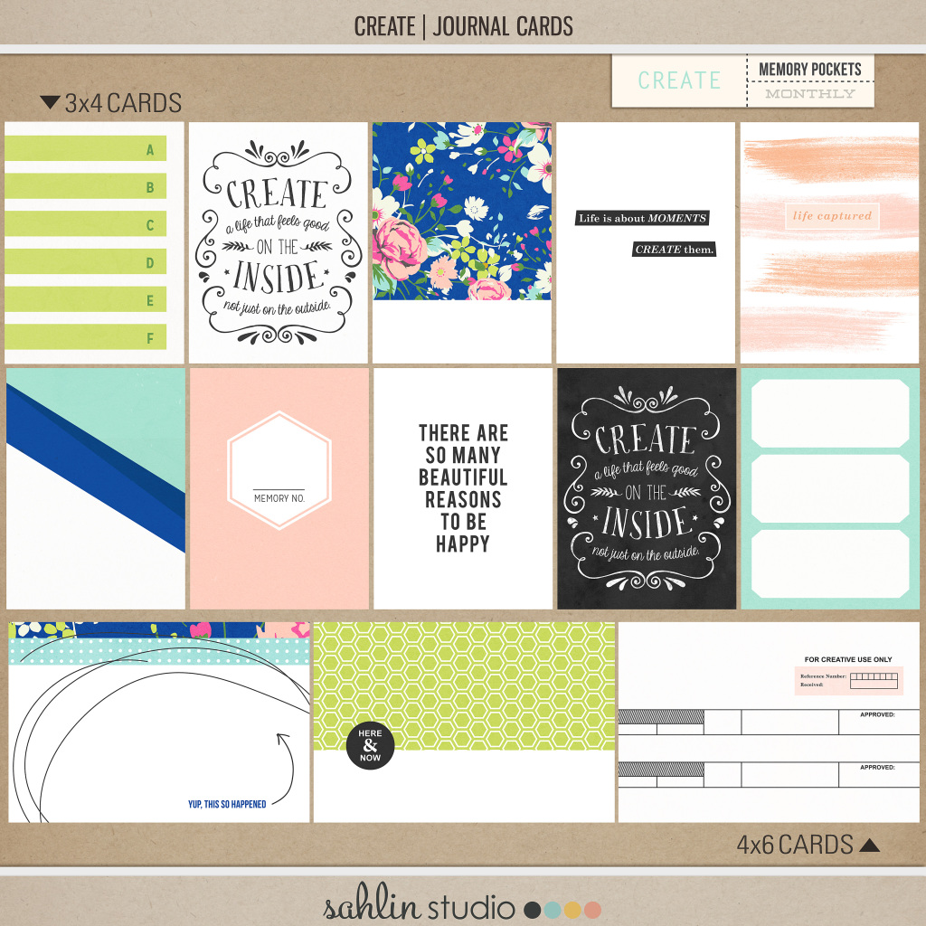 CREATE (Journal Cards) by Sahlin Studio - AddOn to Memory Pocket Monthly MPM Subscription