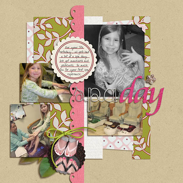 Spa Day Digital Scrapbook Layout using Rejuvenate by Sahlin Studio