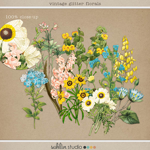 Vintage Glitter Florals by Sahlin Studio