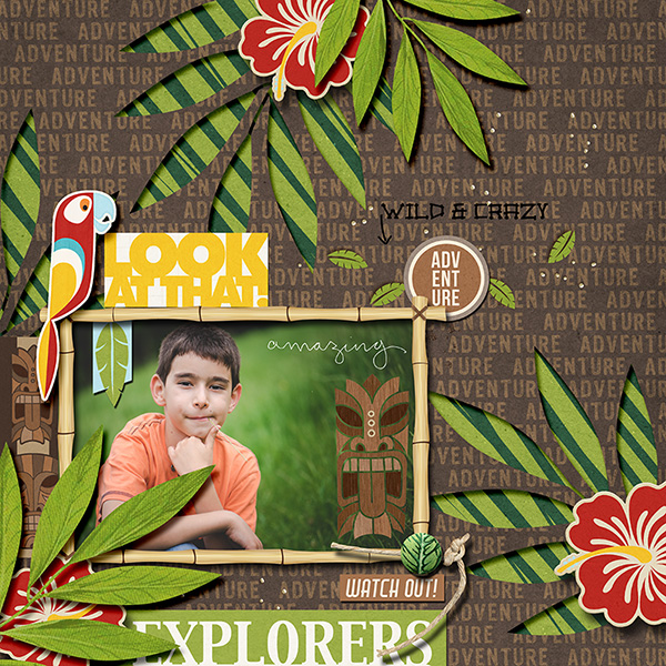 Explorers digital scrapbooking page by Damayanti using Project Mouse (Adventure) by Britt-ish Designs and Sahlin Studio