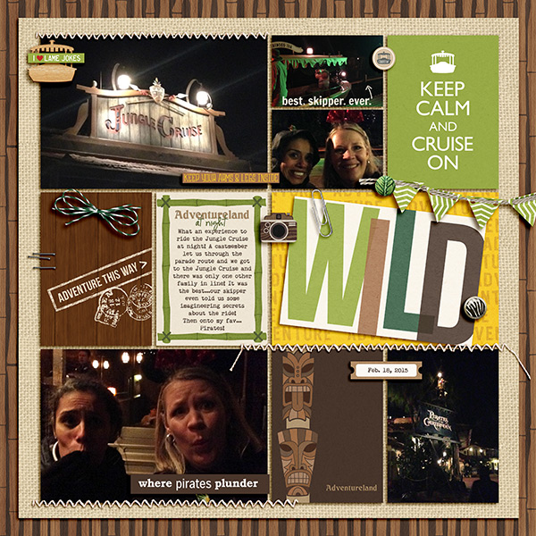 Disney Adventureland at night digital pocket scrapbooking page by julie  using Project Mouse (Adventure) by Britt-ish Designs and Sahlin Studio