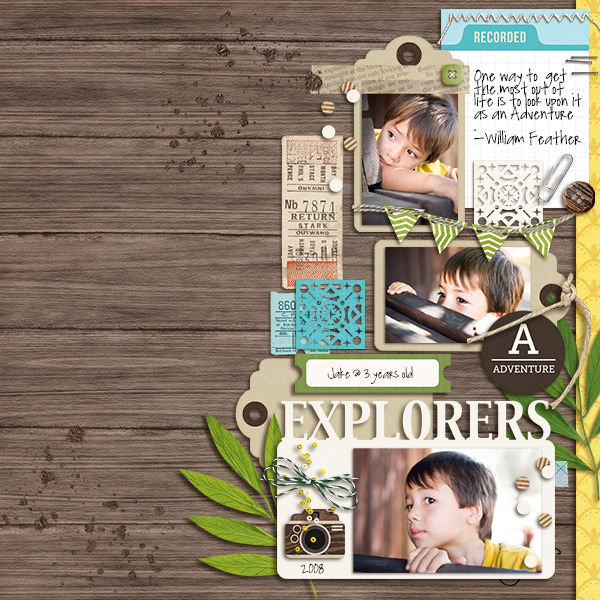 Explorers digital scrapbooking page by mikinenn  using Project Mouse (Adventure) by Britt-ish Designs and Sahlin Studio