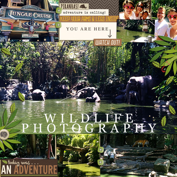 Disney Jungle Cruise digital pocket scrapbooking page by fonnetta using Project Mouse (Adventure) by Britt-ish Designs and Sahlin Studio