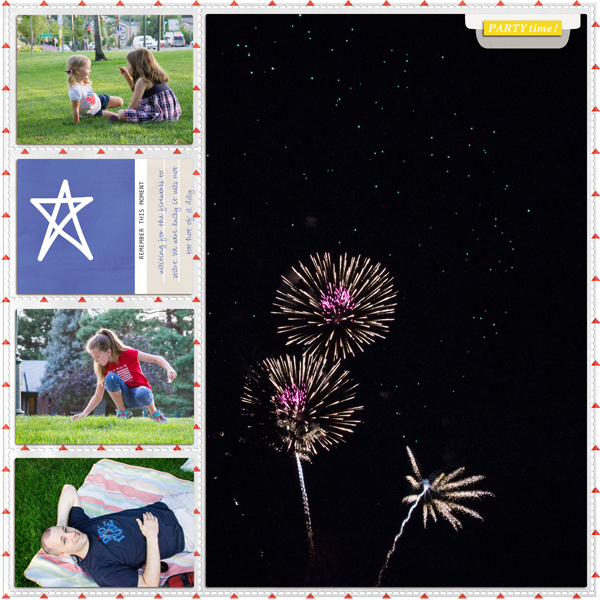 July digital pocket scrapbooking double page by aballen using Celebrate Kit by sahlin studio