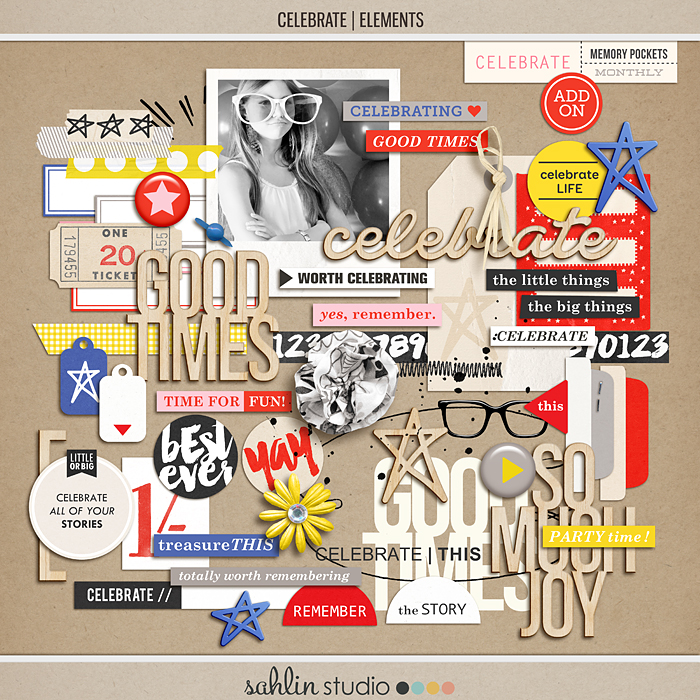 Celebrate (Elements) | Digital Scrapbook Elements | Sahlin Studio