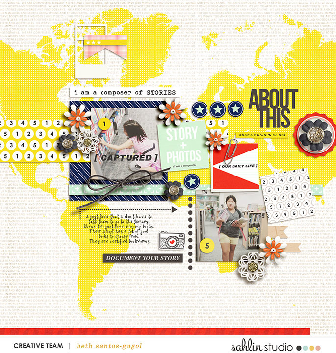 Digital scrapbooking inspiration using Composition by Sahlin Studio