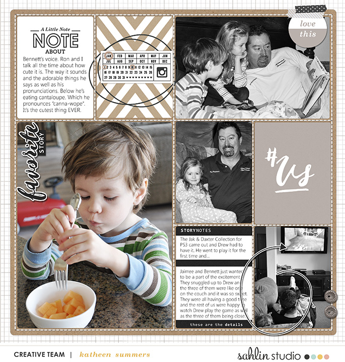 This is Life Around Here digital pocket srapbooking double page (R) by kathleen.summers using MPM Roots (Neutral) and All About This Add Ons by Sahlin Studio