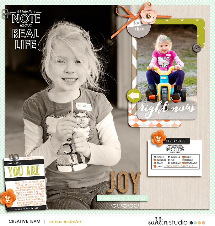 Joy digital scrapbooking page by pne123 My Favorite digital scrapbooking page by Damayanti using MPM Roots (Neutral) and All About This Add Ons by Sahlin Studio