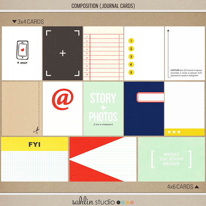 Composition (Journal Cards) by Sahlin Studio - Perfect for Project Life albums!