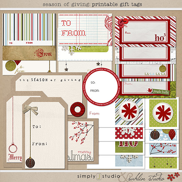Season of Giving: Printable Gift Tags by Sahlin Studio and Simply J Studio