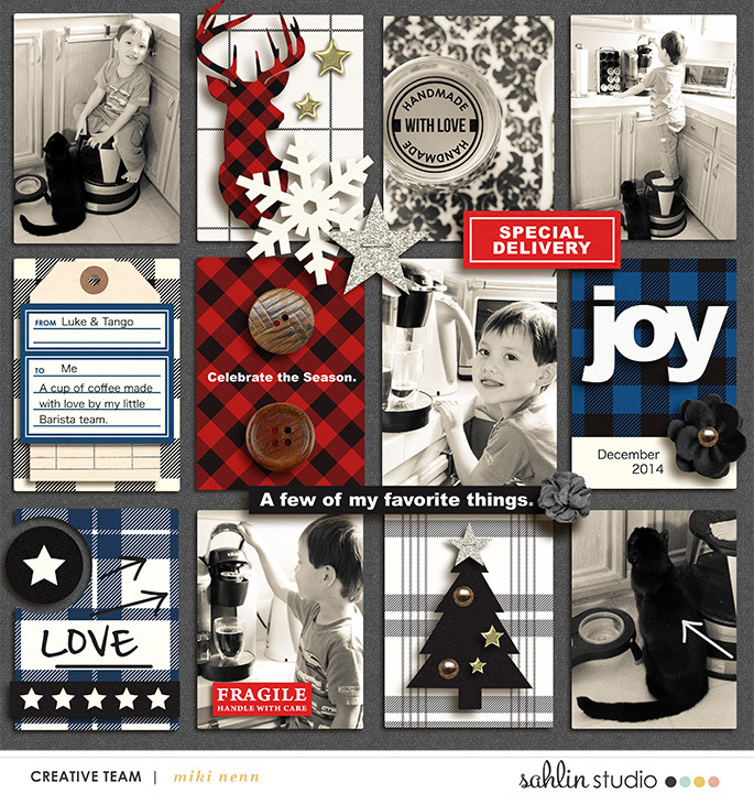 December Daily JOY digital scrapbook layout featuring Mad For Plaid by Sahlin Studio