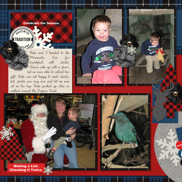 December Daily Christmas digital scrapbook layout featuring Mad For Plaid by Sahlin Studio